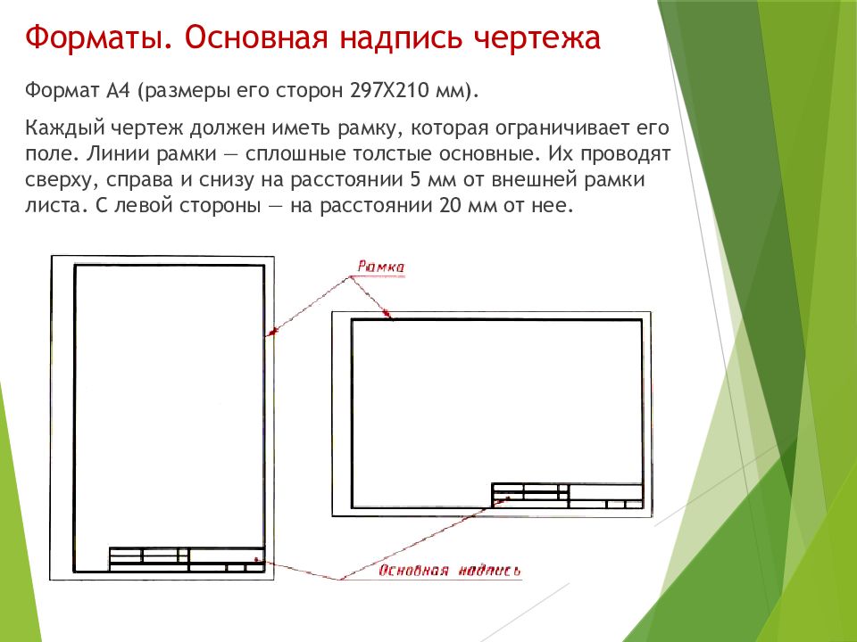 Где располагается основная надпись чертежа на формате а3