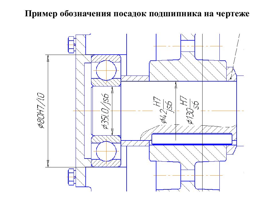 Посадка подшипника чертеж