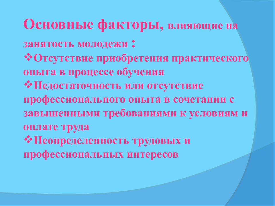 Проблема трудоустройства молодежи проект