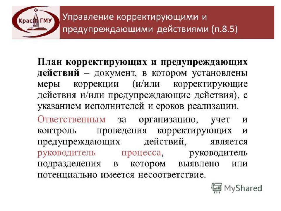 В качестве корректирующих план документов исходя из целесообразности могут использоваться