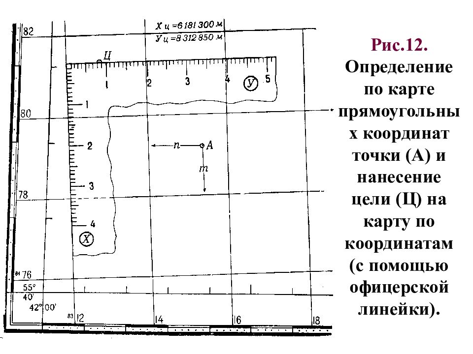 Определение географических и прямоугольных координат на планах и картах