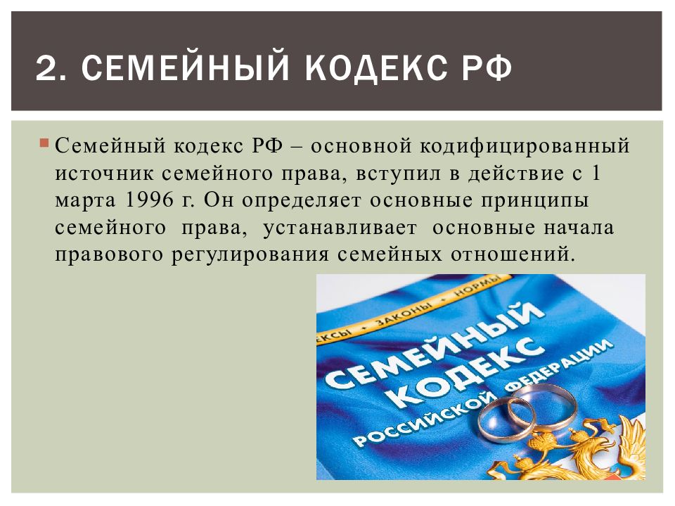 Презентация на тему семейный кодекс рф