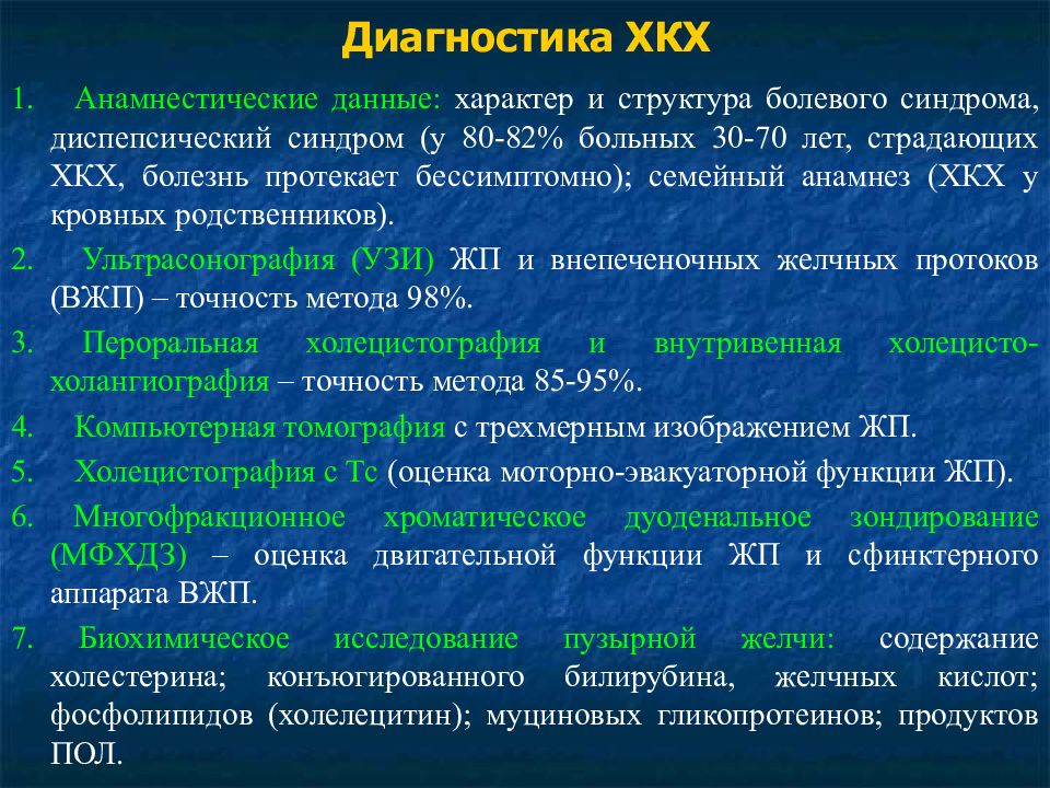 План обследования при хроническом калькулезном холецистите