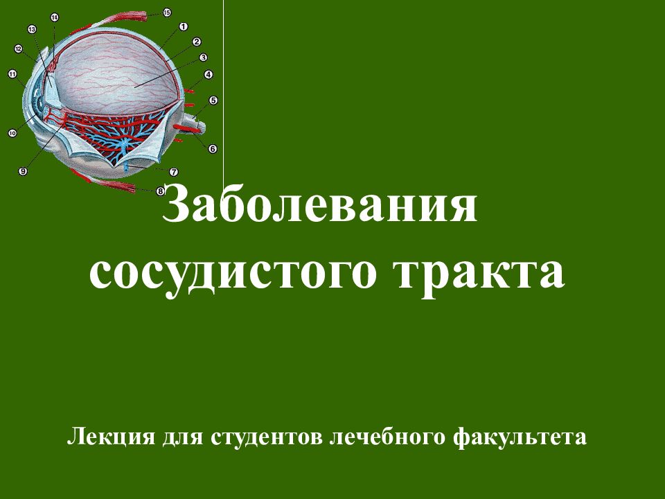 Заболевания сосудистого тракта Лекция для студентов лечебного факультета