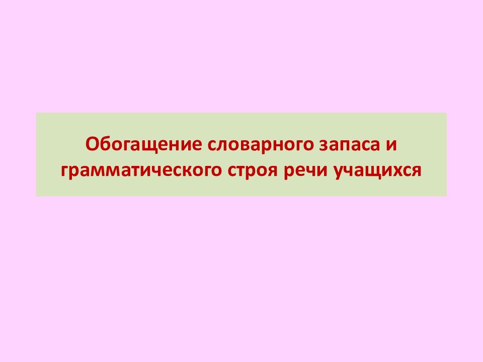 Обогащение словарного запаса и грамматического строя речи учащихся