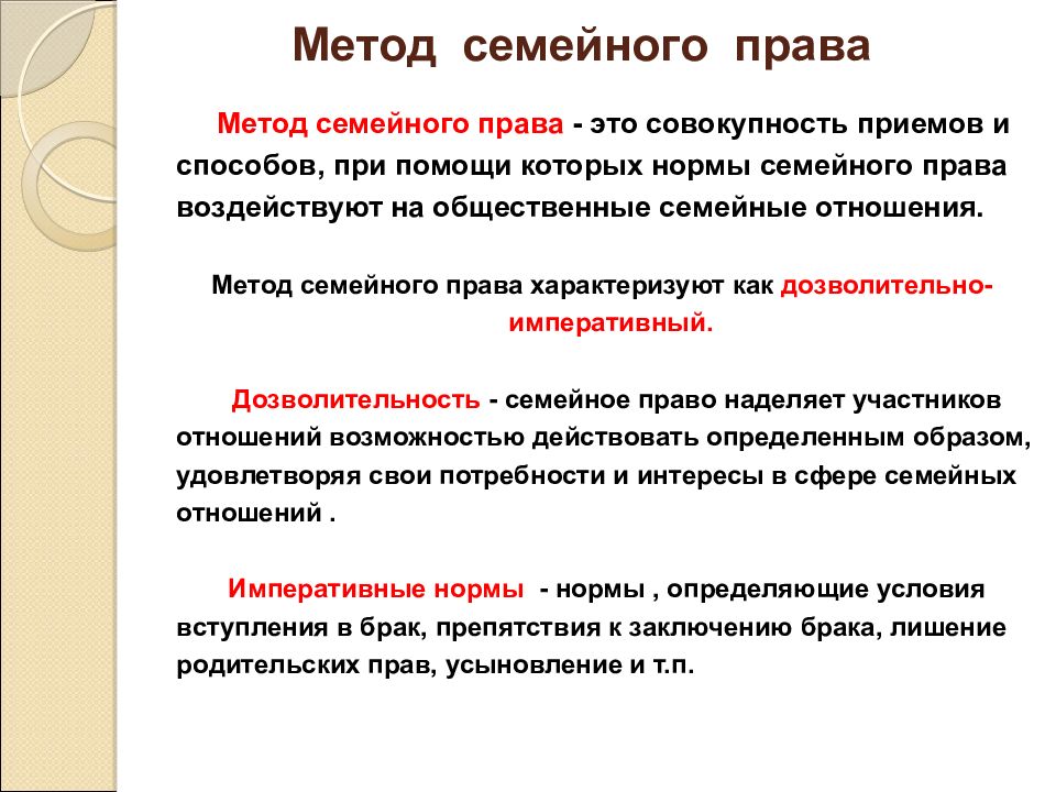 Предмет и метод семейного права презентация