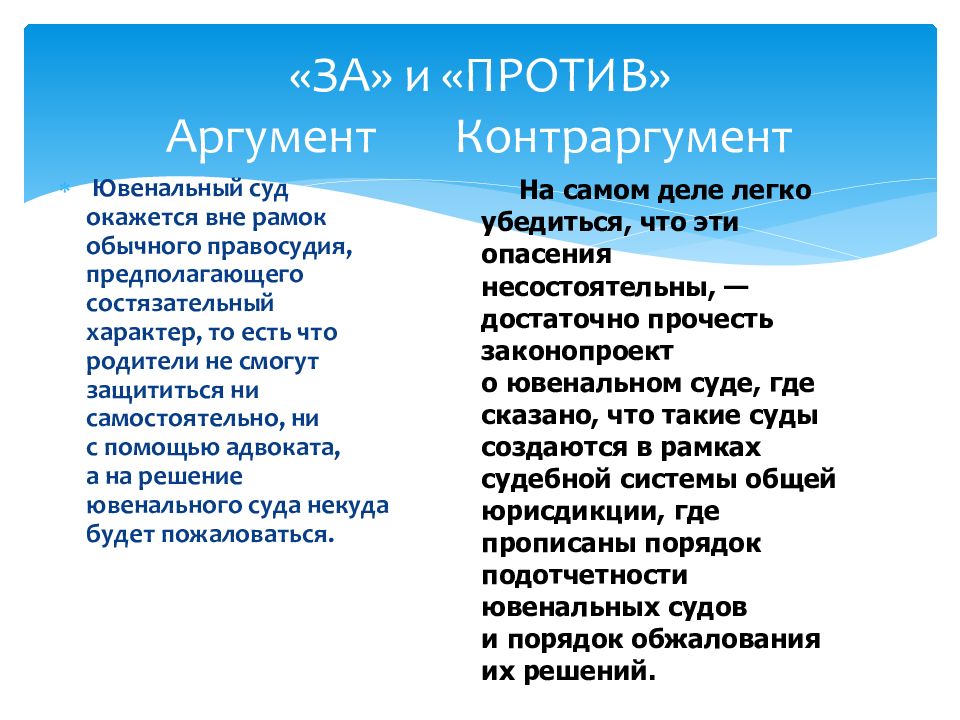 Ювенальная юстиция за и против презентация