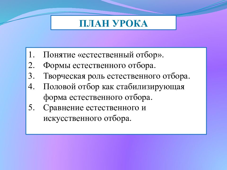 Естественный отбор главная движущая сила эволюции презентация