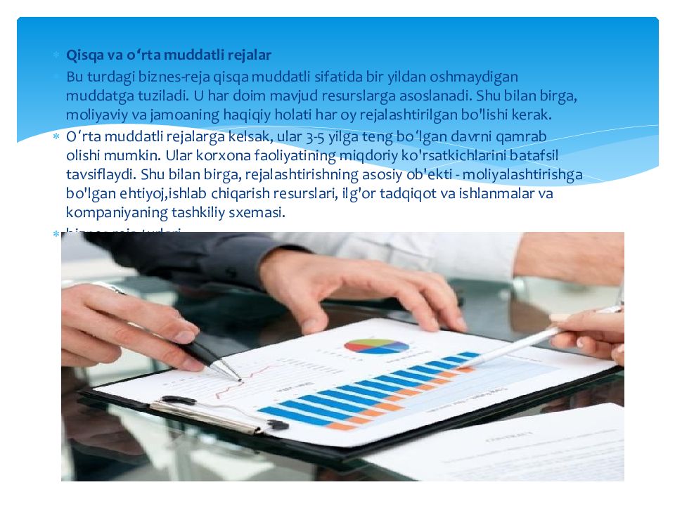 Biznes reja, uning bo‘limlari va mazmuni Biznes reja, uning bo‘limlari va mazmuni