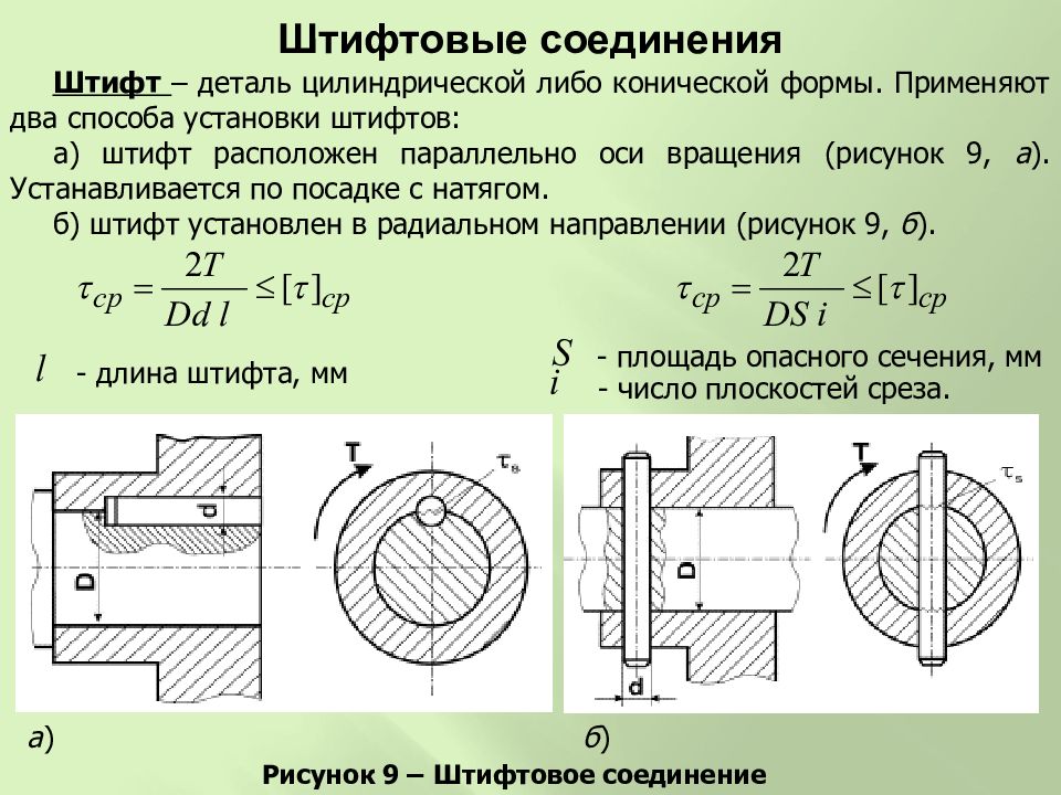 Штифтовое соединение чертеж с размерами 9 класс