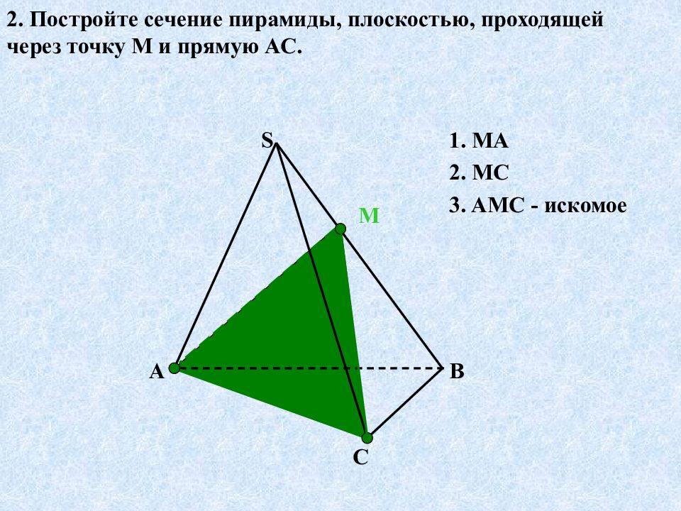 Нарисуйте различные по форме сечения четырехугольной пирамиды