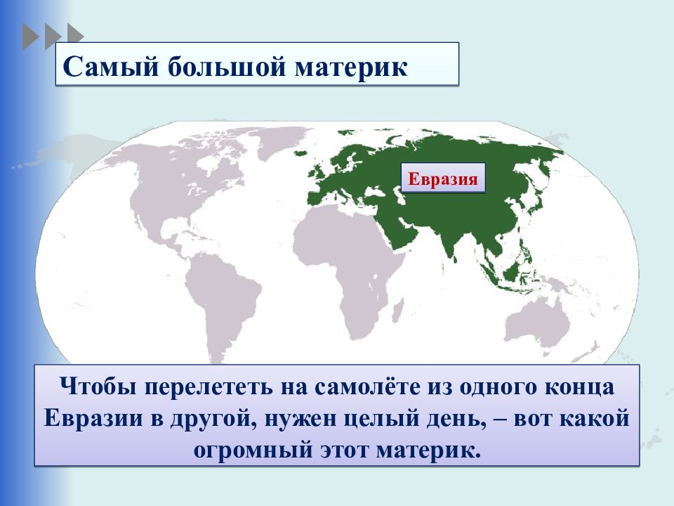 Какой материк является. Самый большой материк. Евразия самый большой материк. Евразия презентация. Самые крупные материки мира.