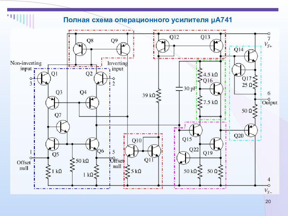 Операционный усилитель 741 схема включения