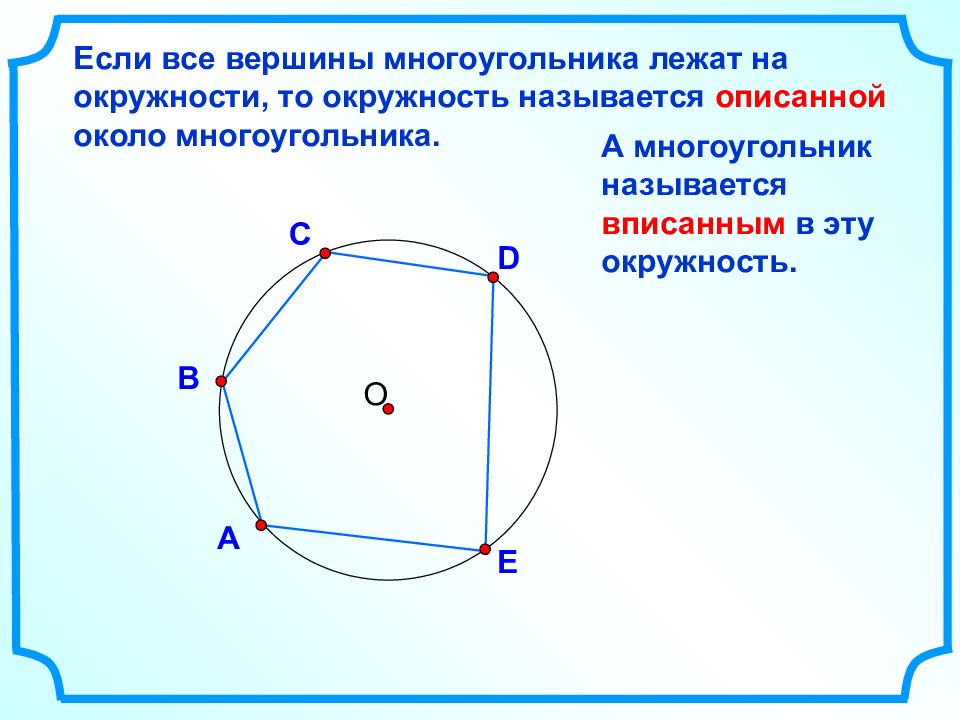 Окружность описанная около правильного многоугольника 9 класс