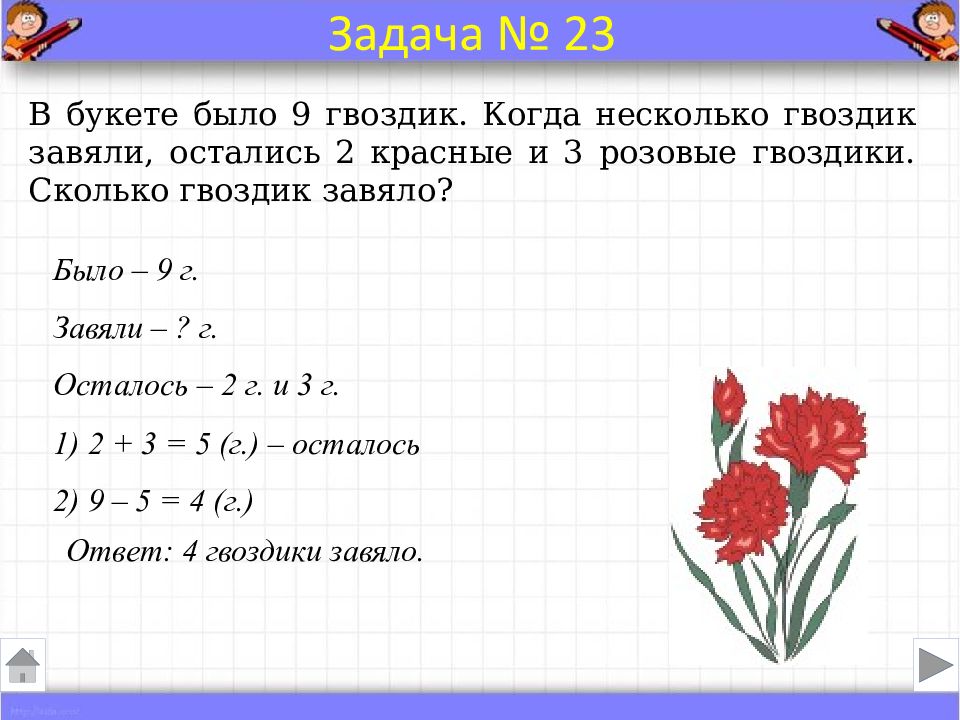 Краткая запись задачи 1 класс образец