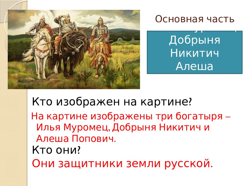 План картины богатыри