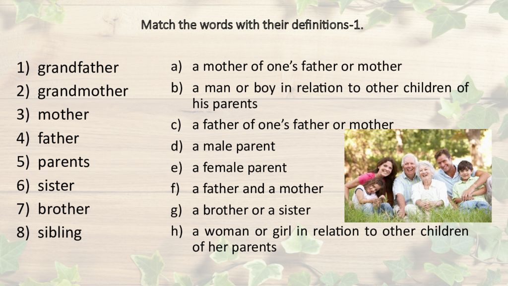 Match the words with their definitions