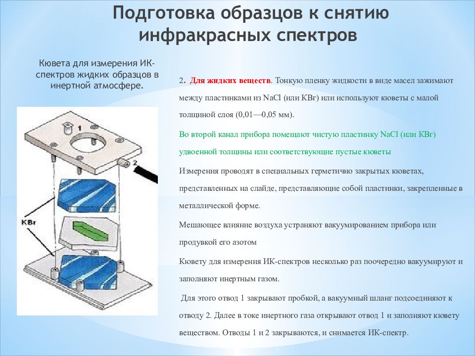 Подготовка образцов. Газовые кюветы для ИК спектроскопии. Кюветы из NACL для ИК спектроскопии. Кюветы для ИК-спектроскопии изготавливают. Материалы для жидкостных кювет ИК-спектроскопия.