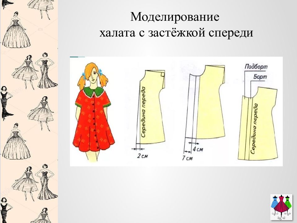 Стиль одежды технология 7 класс. Моделирование халата с застежкой спереди. Моделирование плечевой одежды 6 класс. Моделирование халата 7 класс технология. Моделирование халата с застежкой спереди 6 класс.