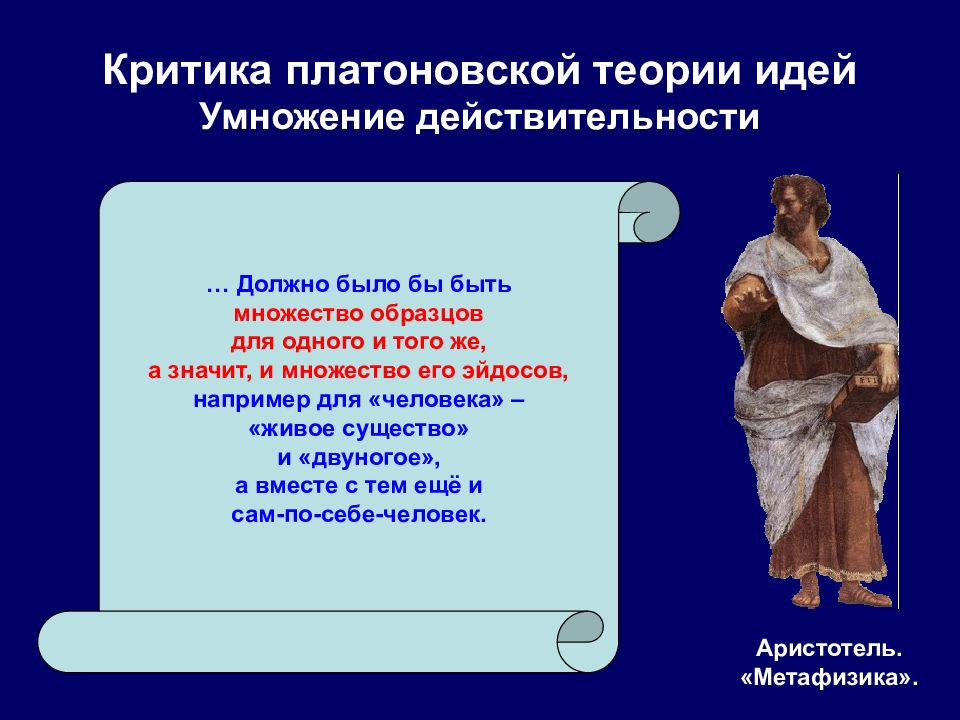 Теория идей. Критика Платоновской теории идей. Основные пункты Платоновской теории идей.