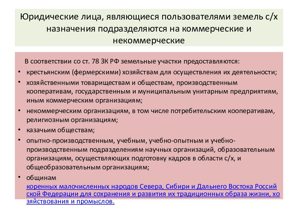 Правовой режим земель сельскохозяйственного назначения презентация