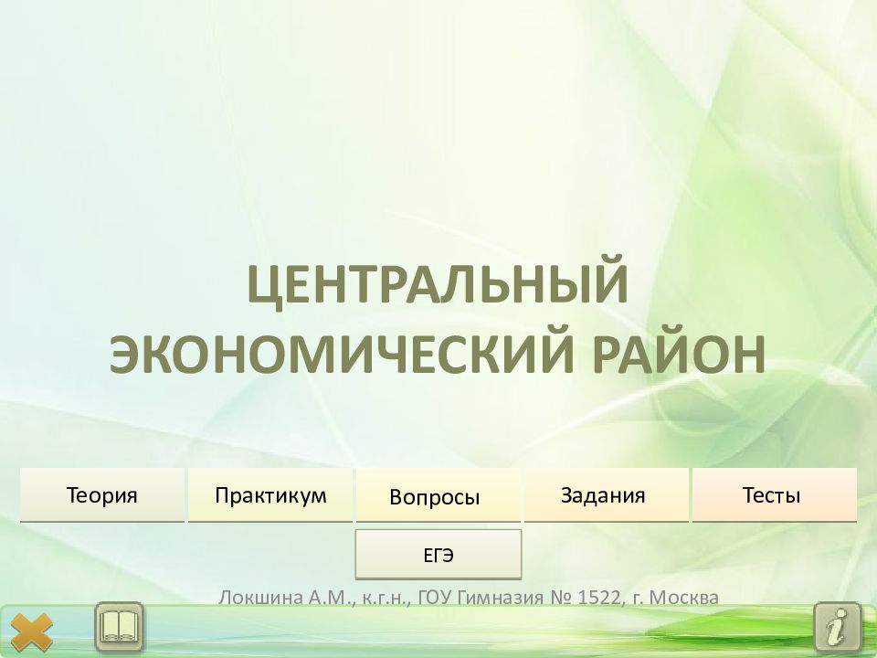 ЦЕНТРАЛЬНЫЙ ЭКОНОМИЧЕСКИЙ РАЙОН