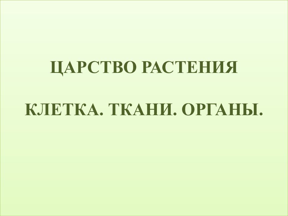 ЦАРСТВО РАСТЕНИЯ КЛЕТКА. ТКАНИ. ОРГАНЫ.