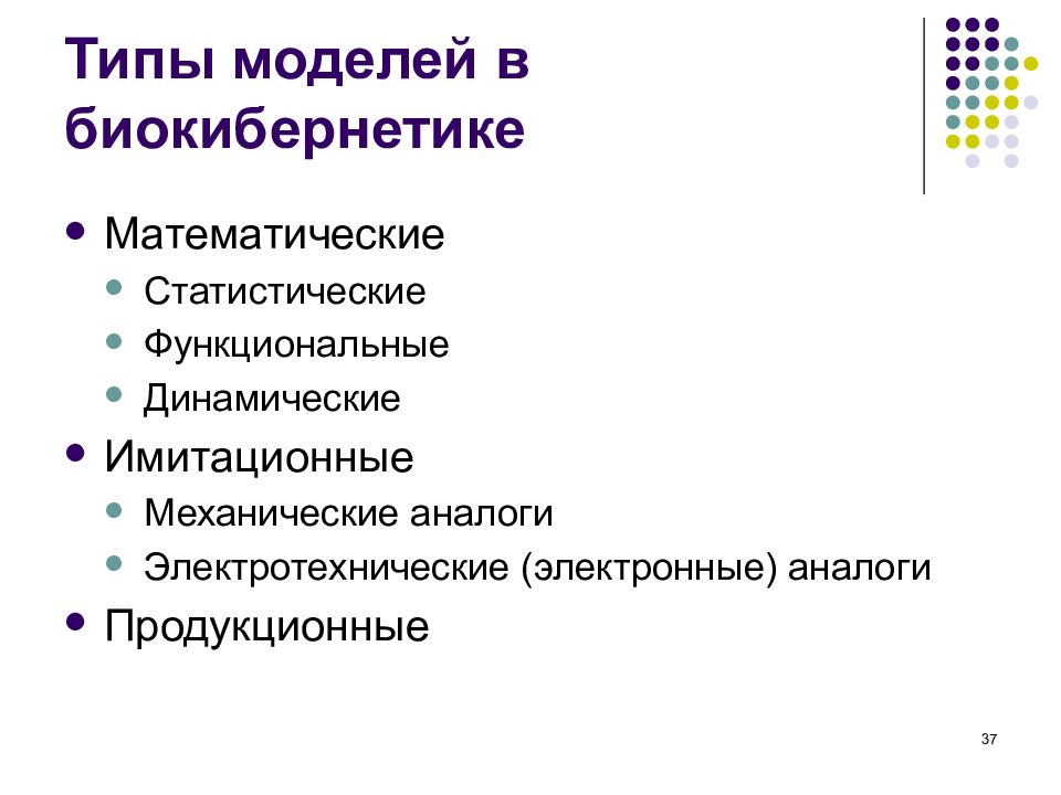 Метод кибернетики. Математическое моделирование типы моделей. Вид модели функциональная статистическая. Статистические и динамические продукционные модели. Биокибернетика методы.