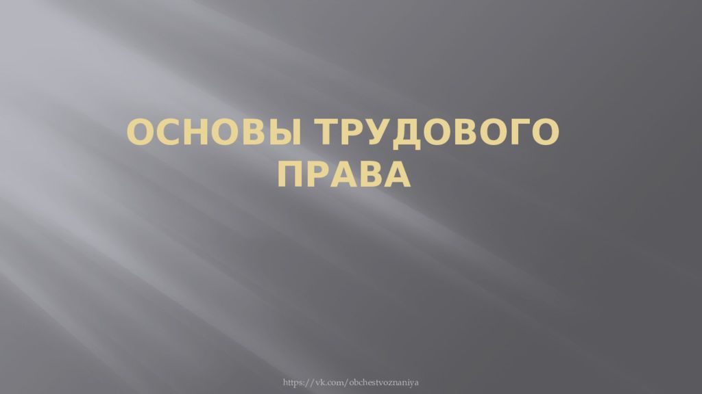 Основы трудового права