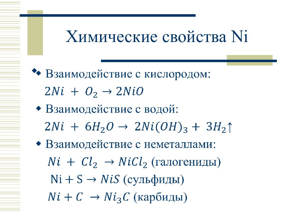 Характеристика никеля по плану