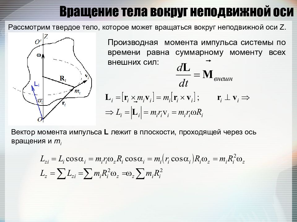 Вращение тела вокруг неподвижной оси. Вращение твердого тела вокруг неподвижной оси. Вращение твердого тела вокруг неподвижной оси: момент импульса. Вращение вокруг неподвижной оси формулы.