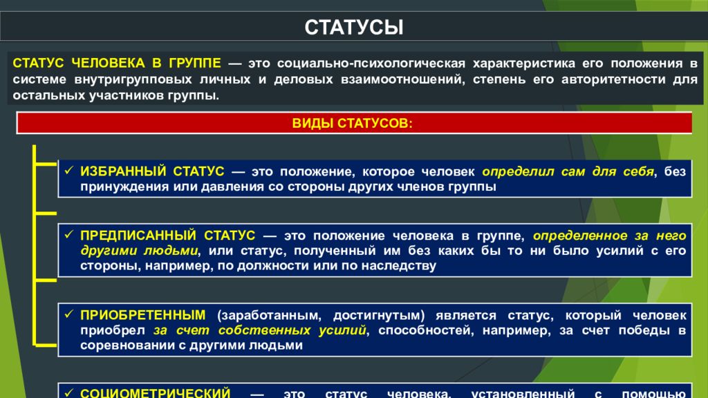 Психологические характеристики социального статуса. Социальный статус это в психологии. Социальный статус в социальной психологии это. Статус личности в группе. Статус личности в группе это в психологии.