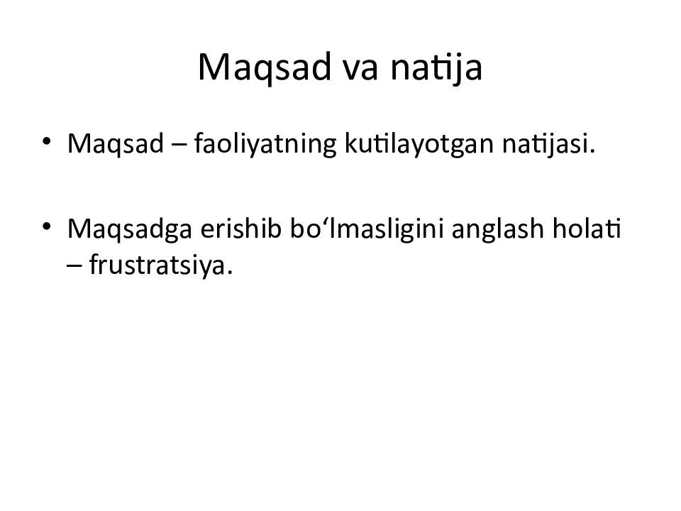 Maqsad va natija