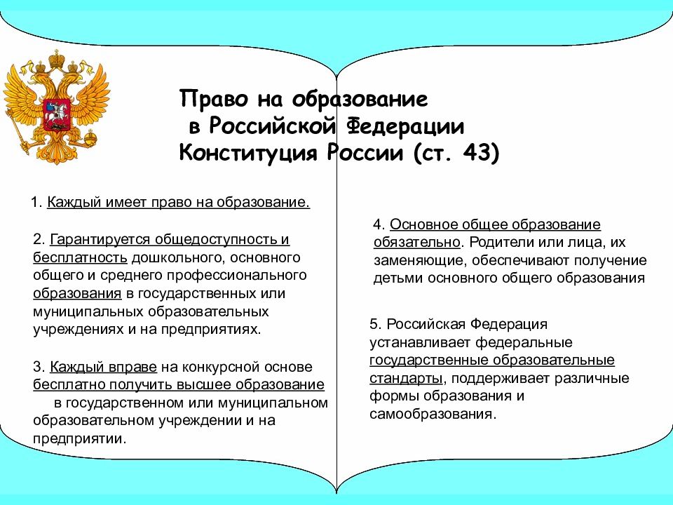 Право на образование в рф презентация