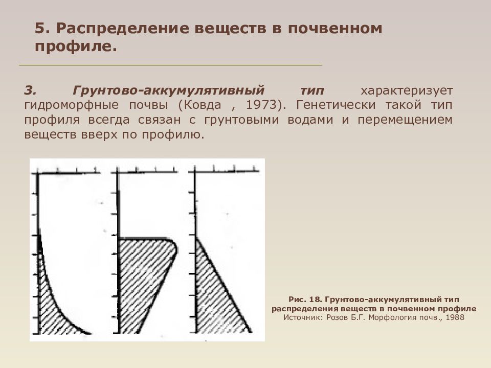 Распредели соединения. Типы распределения веществ в почвенном профиле. Аккумулятивный Тип распределения веществ в почвенном профиле. Типы распределения веществ в профиле почв.. Типы распределения вещества по профилю почвы.