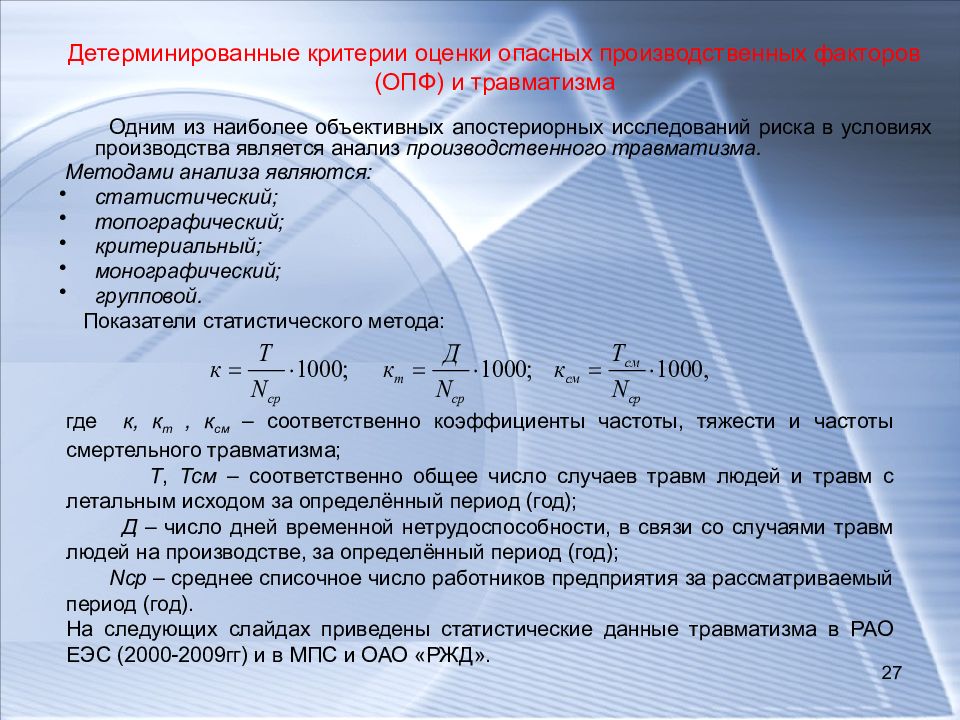 Периоды показывают количество. Показатели травматизма. Способы оценки травматизма. Способы анализа производственного травматизма. Статистический метод производственного травматизма.