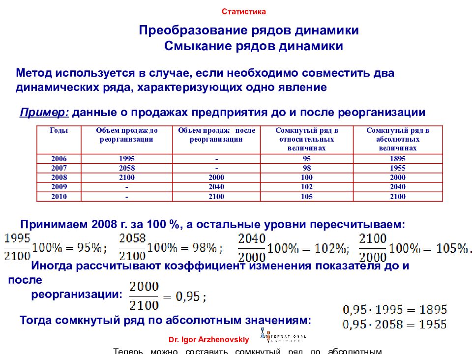 Методы выравнивания динамического ряда