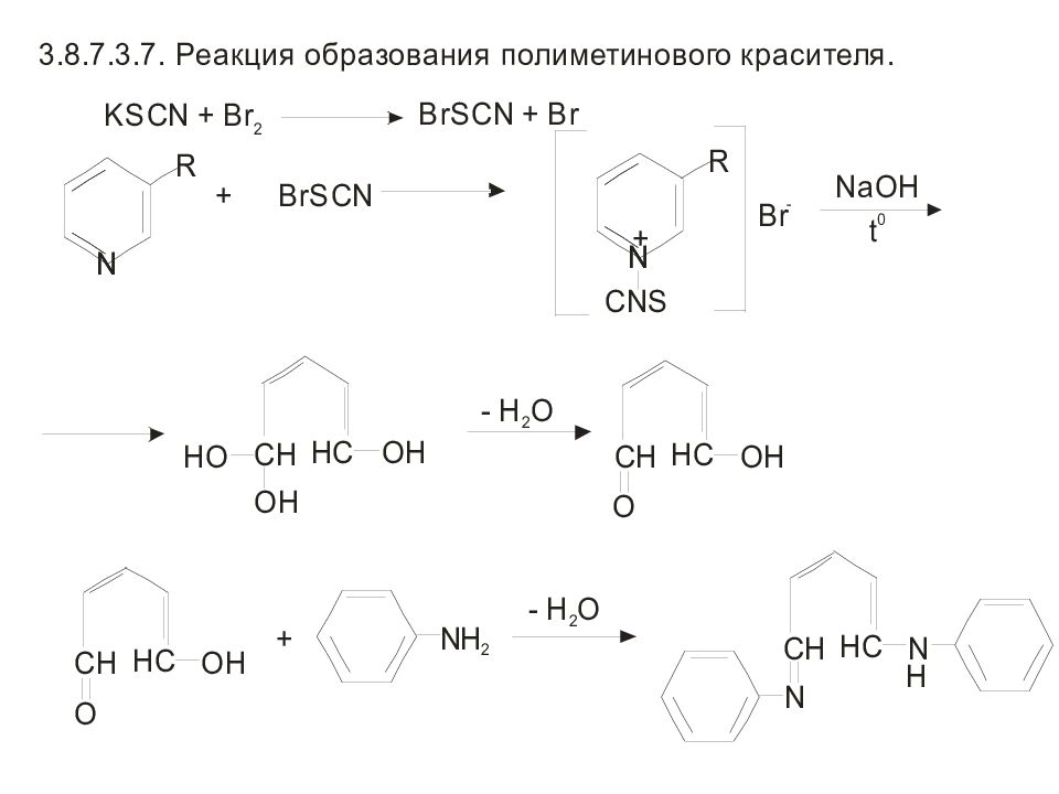 Реакция цинке. Образование полиметинового красителя. Реакция образования полиметинового красителя. Пзометиноввй коаситель.