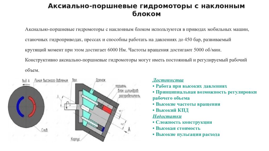 Аксиально-поршневые гидромоторы с наклонным блоком