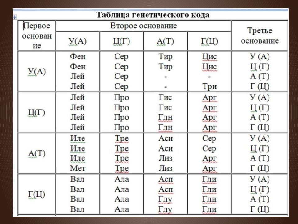 Генетический код презентация 10 класс биология