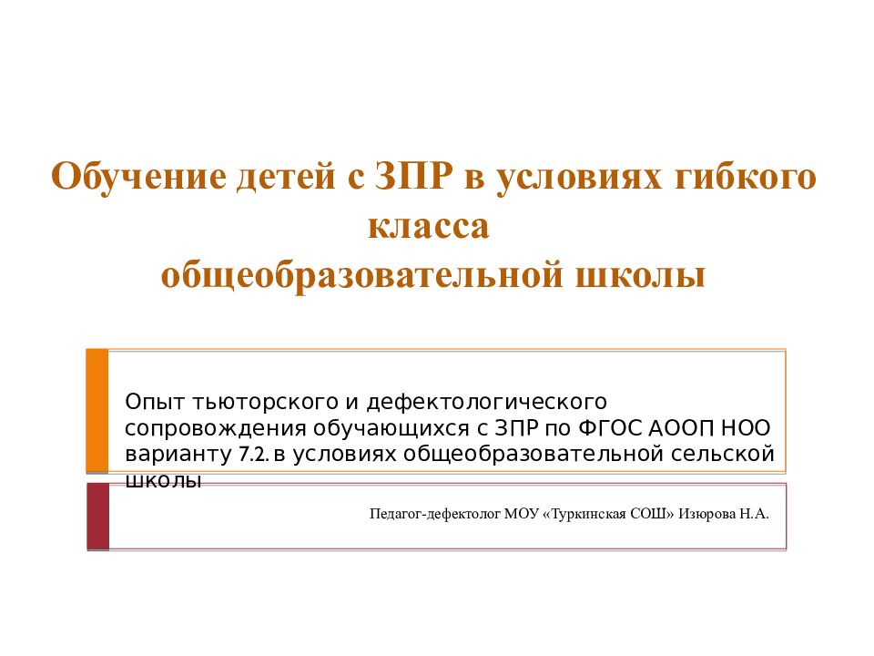 Обучение детей с ЗПР в условиях гибкого класса общеобразовательной школы