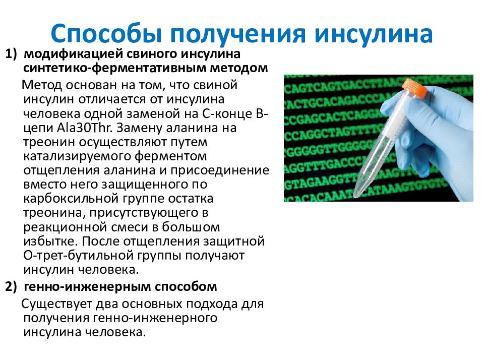 Получение инсулина методом генной инженерии презентация