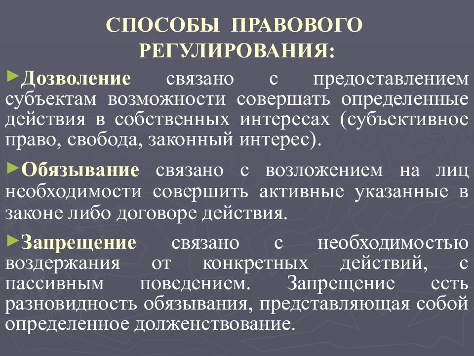 Особенности правового регулирования общественных отношений план