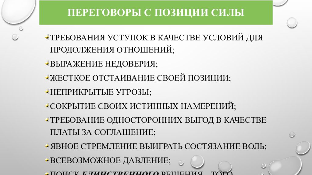 Позиция силы. Карта переговоров с позиции силы.