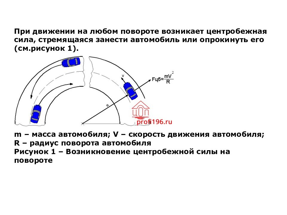 Уменьшение центробежной силы на повороте приведет