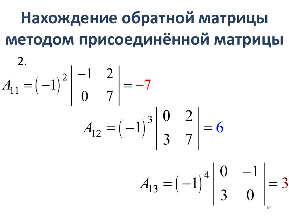 Нахождение обратной матрицы презентация