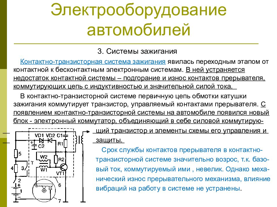 Система зажигания автомобиля презентация