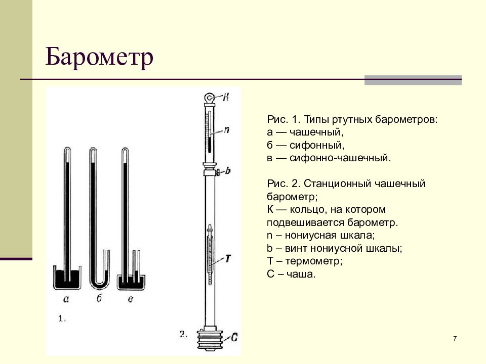 Ртутный барометр схема