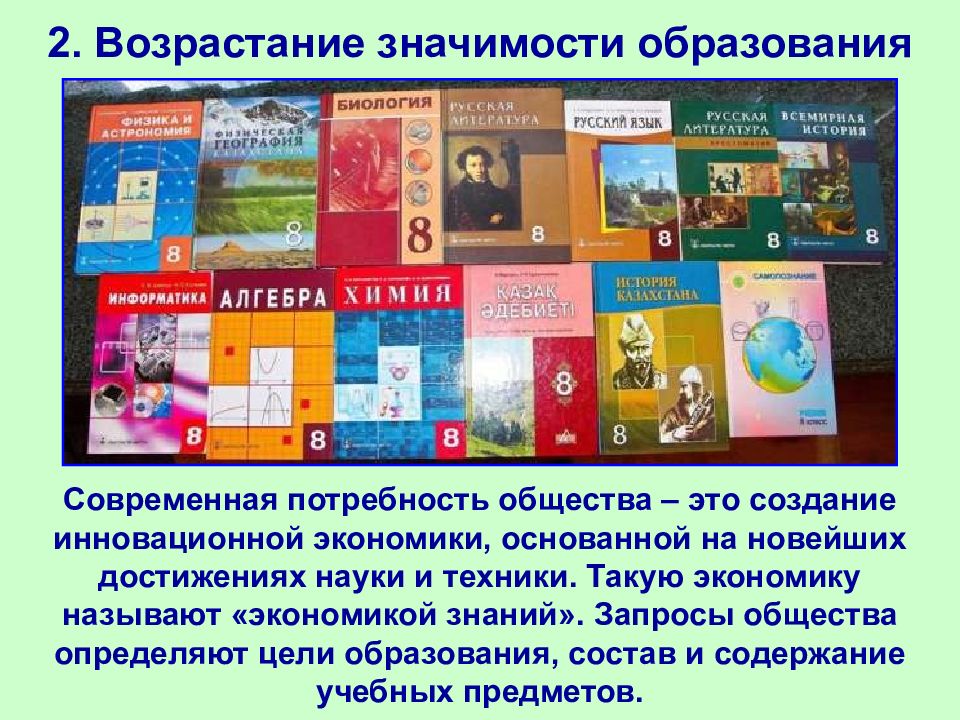 Возрасти значение. Значение образования в современном обществе 8 класс.