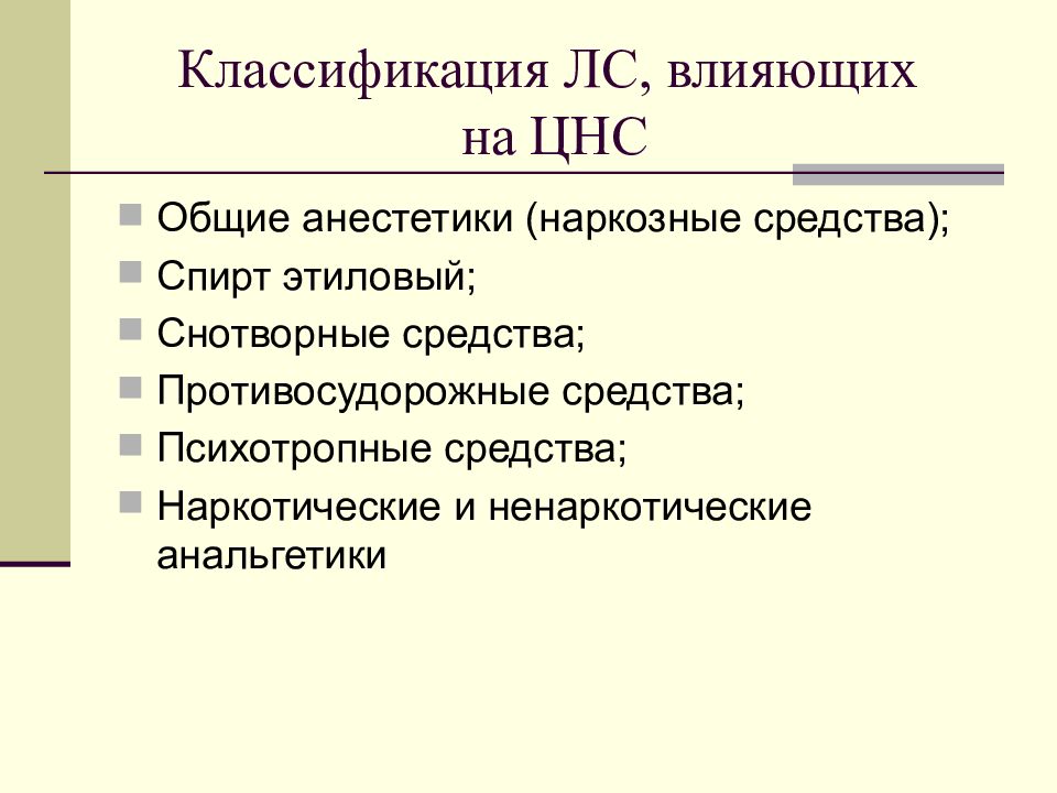 Средства влияющие на цнс фармакология презентация